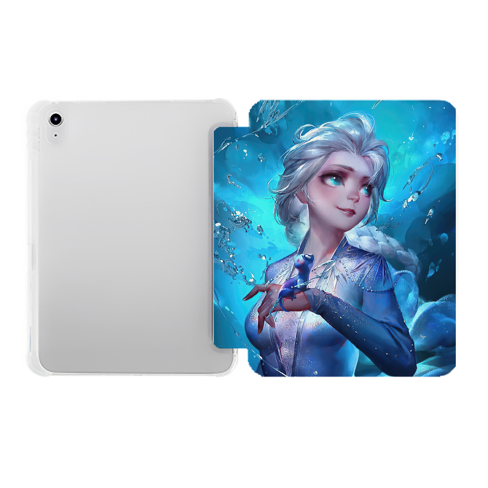 （画像用） アナと雪の女王 アンナ エルサ Frozen Anna Elsa IPad ケース ペン収納付き 三つ折りスタンド PUレザー×シリコン 対応機種9.5/10.5/10.9インチ